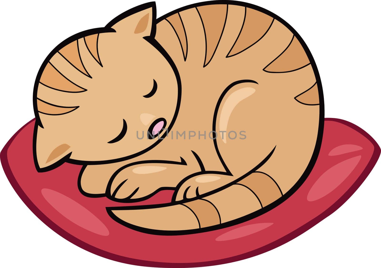 Cartoon illustration of sleeping kitten