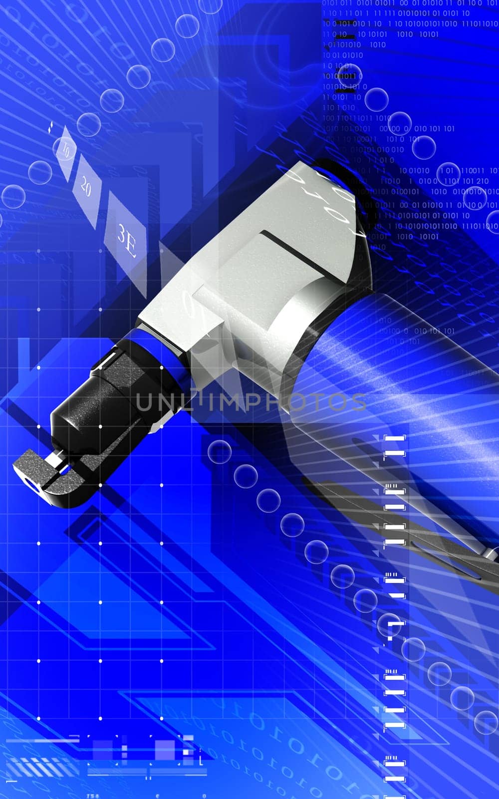 Digital illustration of air compressor in colour background
