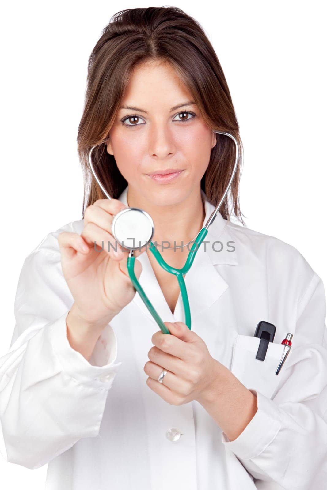Attractive doctor isolated on a over white background