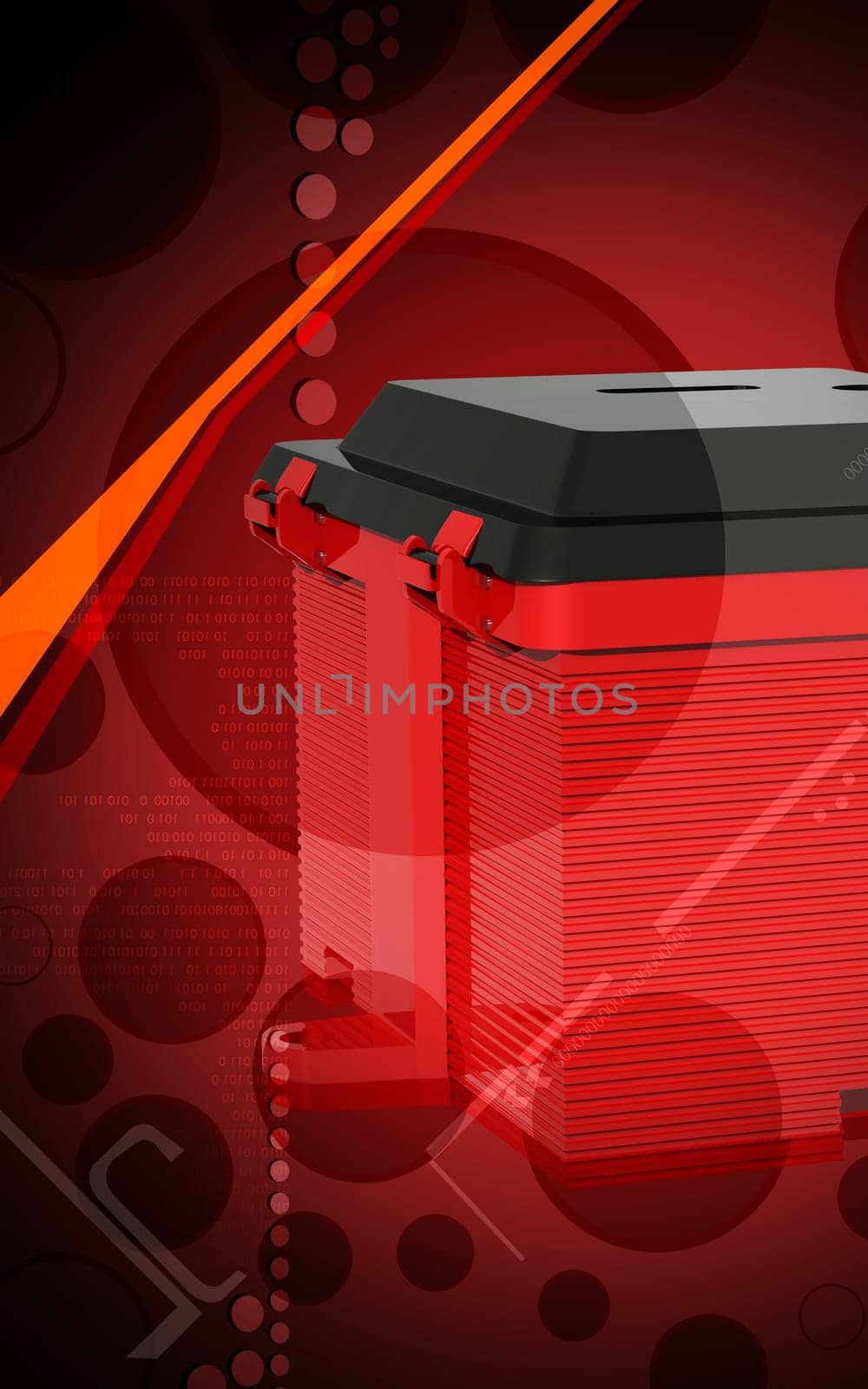Digital illustration of a Battery box in colour background