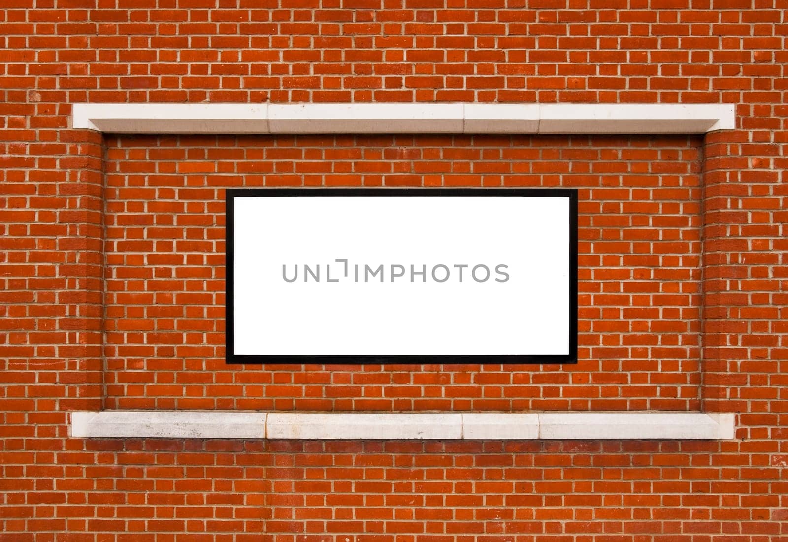 Brick wall with white framed copy space