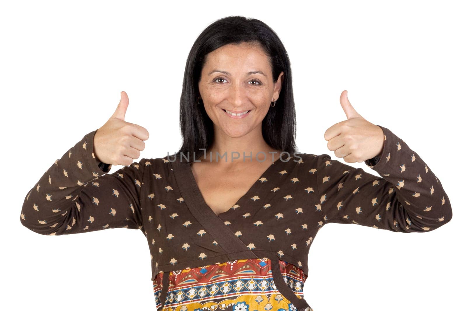 Attractive girl saying OK isolated on a white background