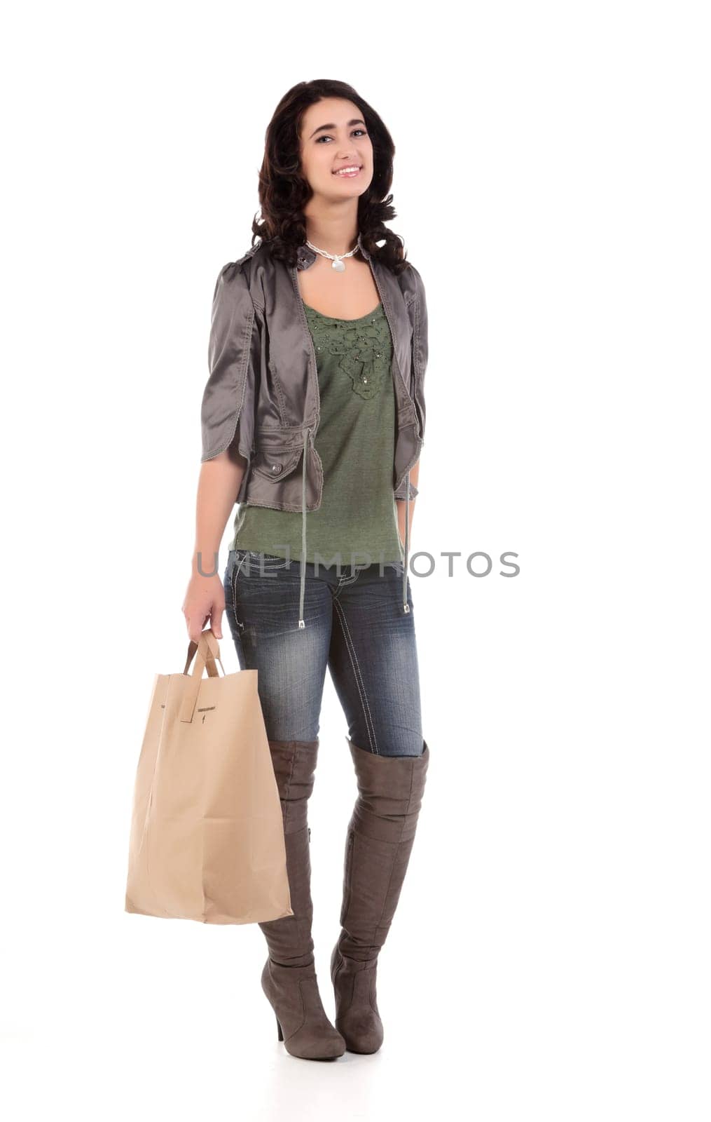 beautiful young teenage woman with shopping bag