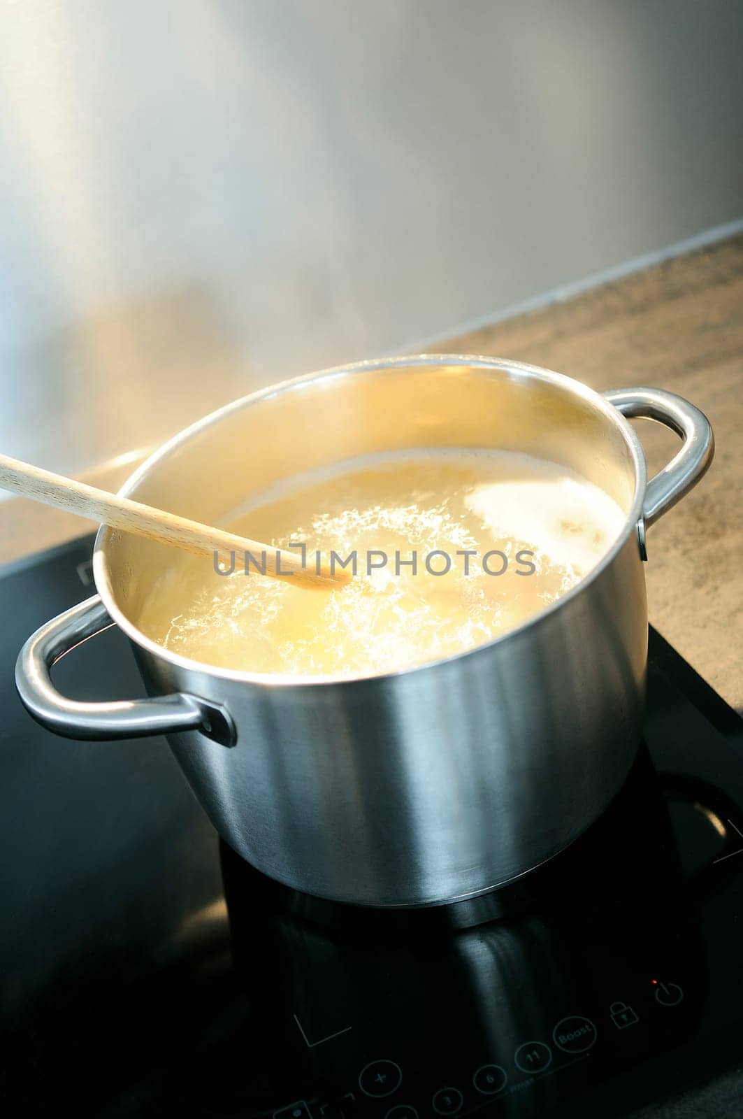 development of a recipe in a saucepan on the fire