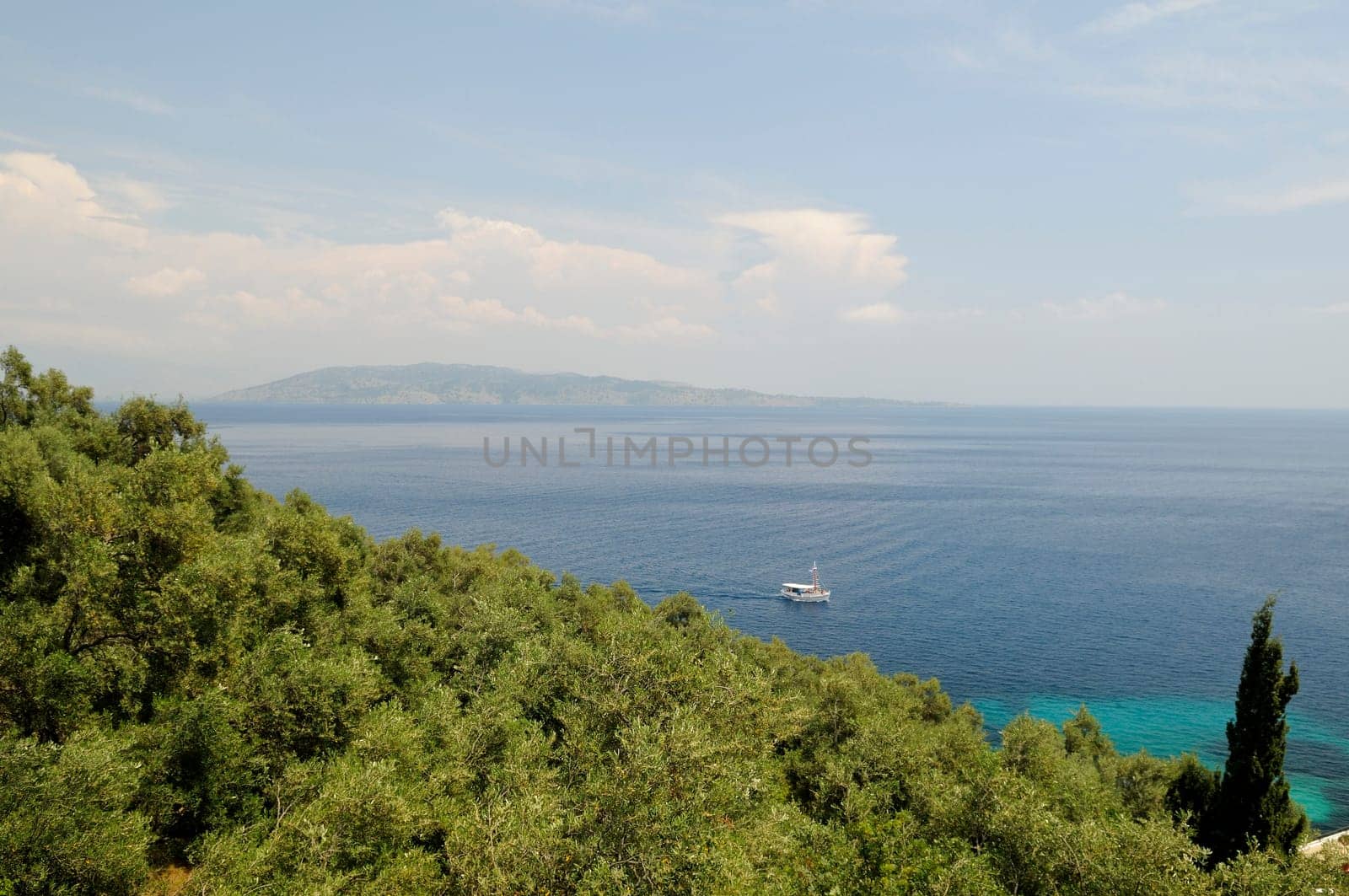 Corfu Island,Greece,view from the island of Corfu across the Mediterranean Sea to the Alb