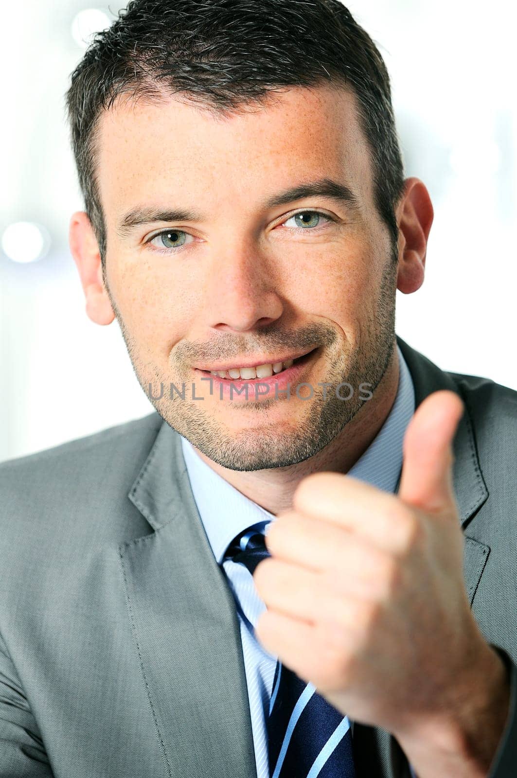 businessman is feeling good and showws it