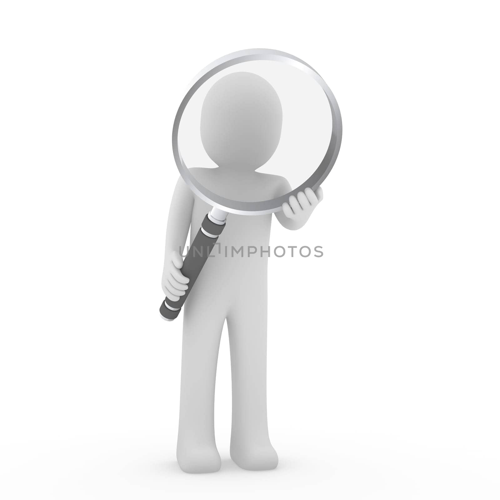 3d man human glass lens loupe search optical