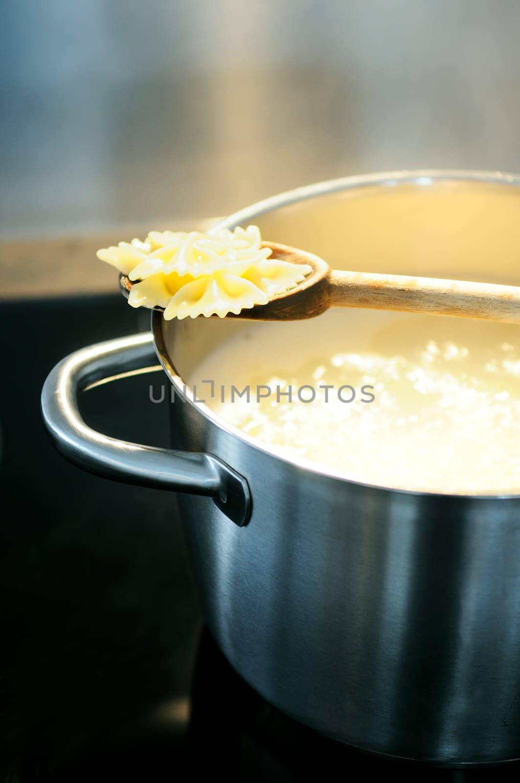 cooking tasted fresh fafalle italian pasta in the kitchen