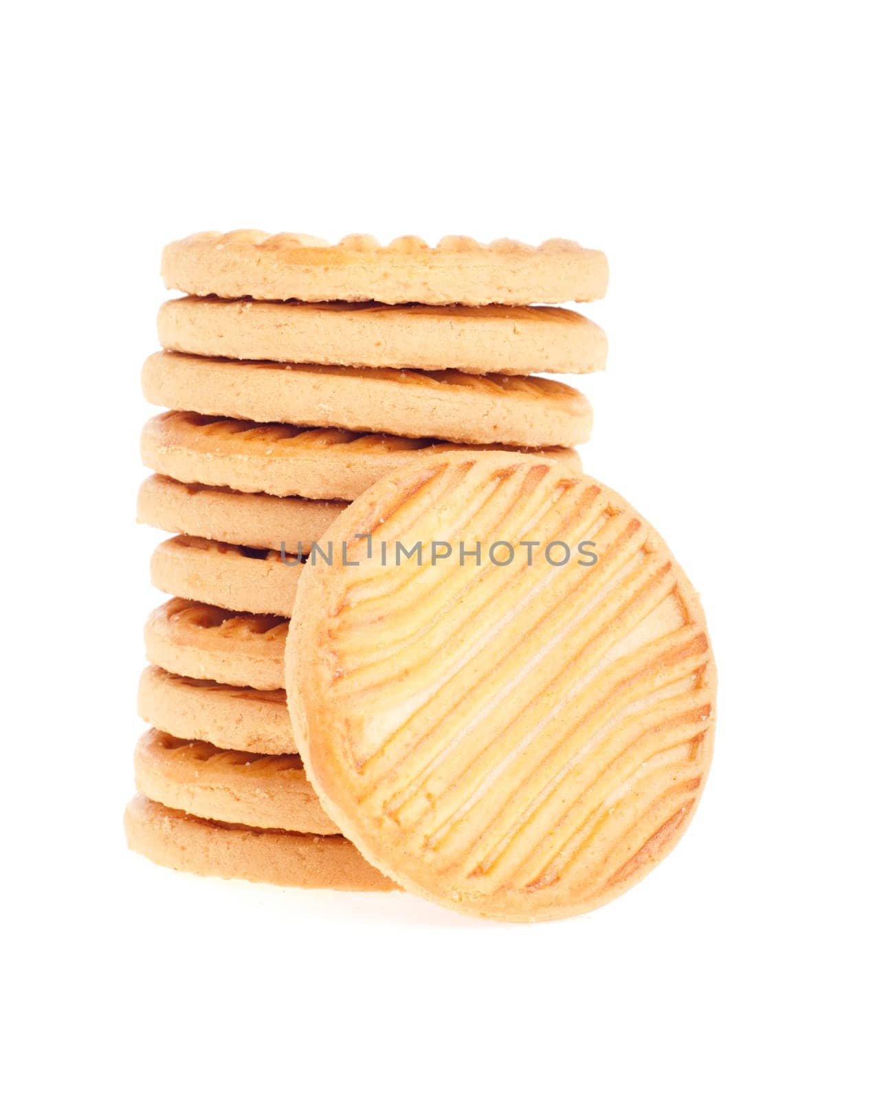 bunch of butter cookies isolated on white background
