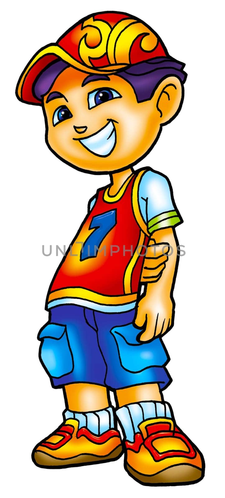 a digitally illustrated handsome teen