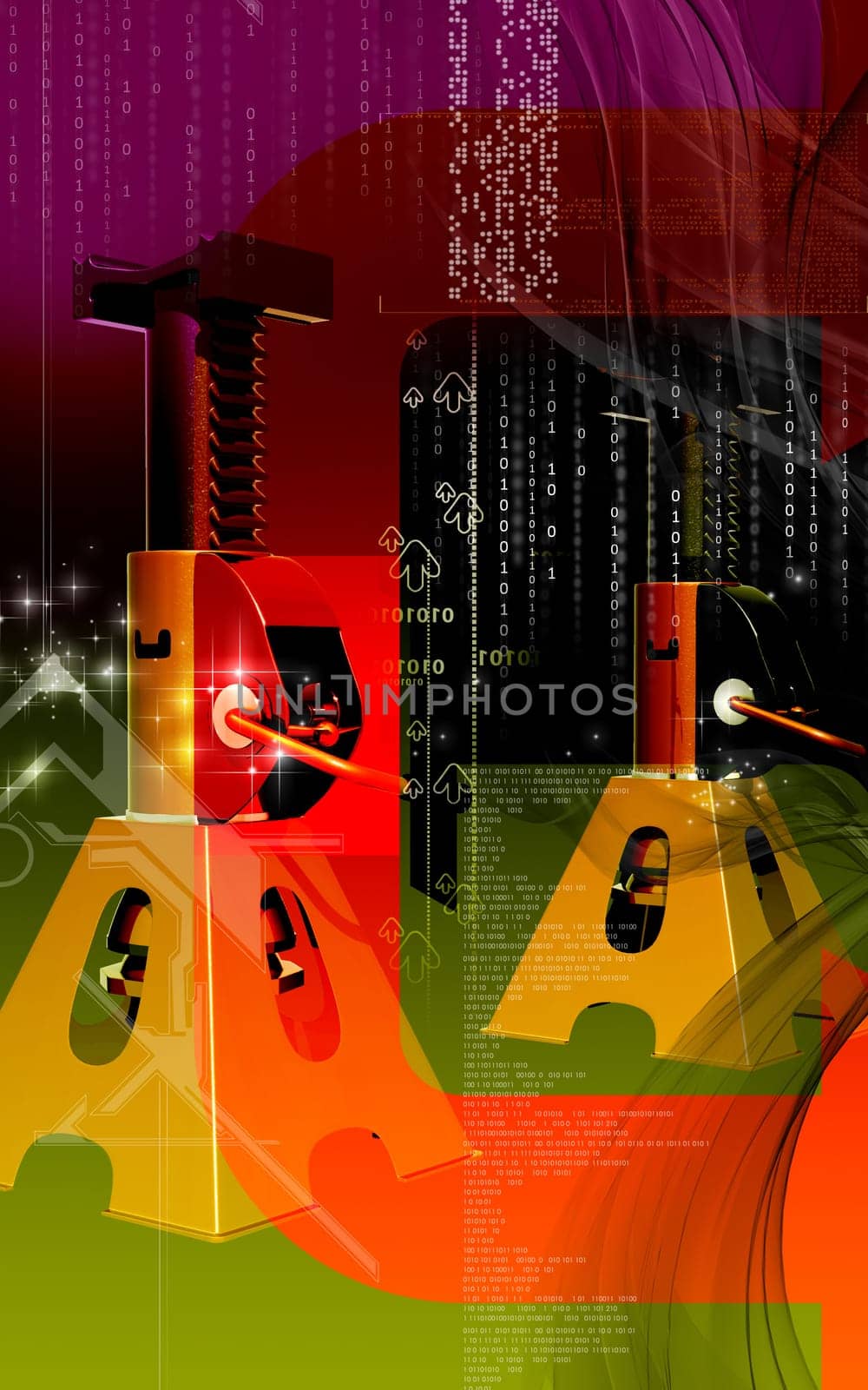 Digital illustration of Car lift in colour background