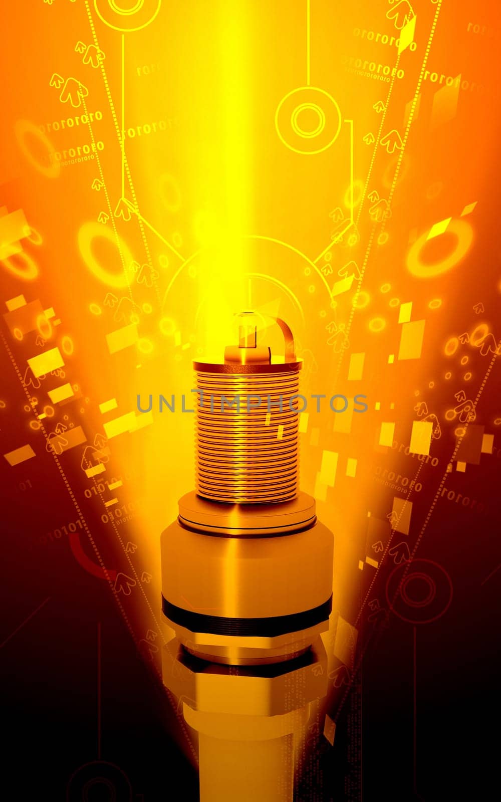 Digital illustration of Spark plug in colour background