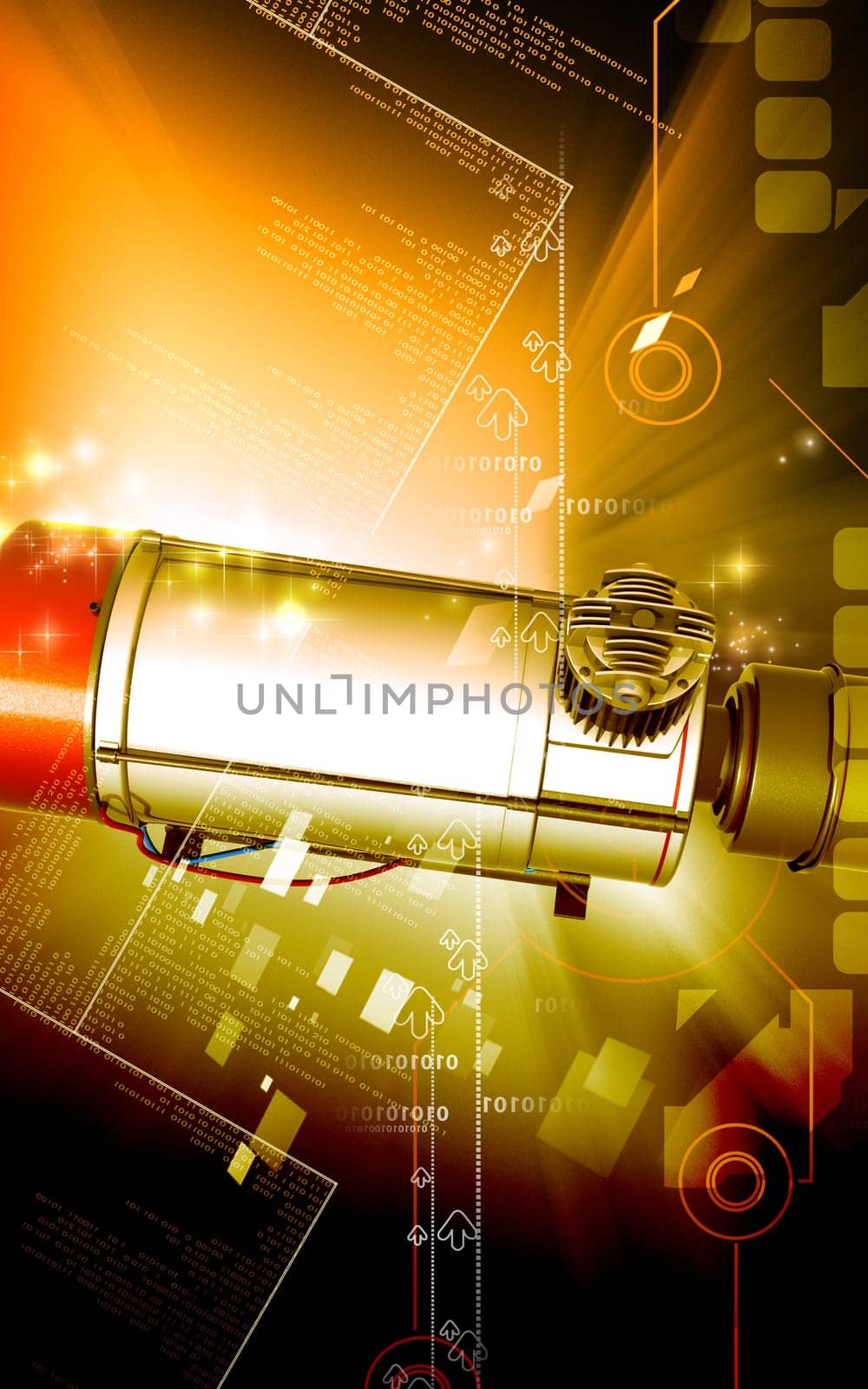 Digital illustration of air compressor in colour background