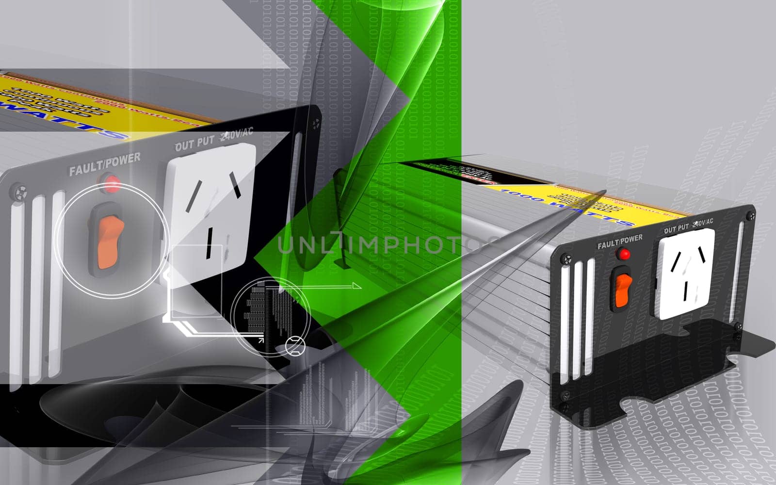 Digital illustration of inverter in colour background