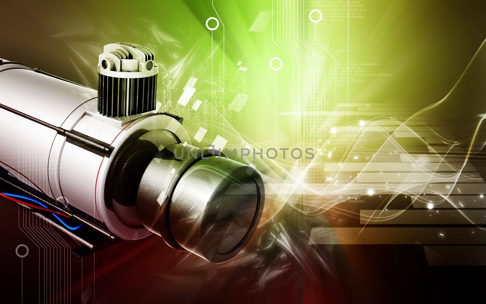 Digital illustration of air compressor in colour background