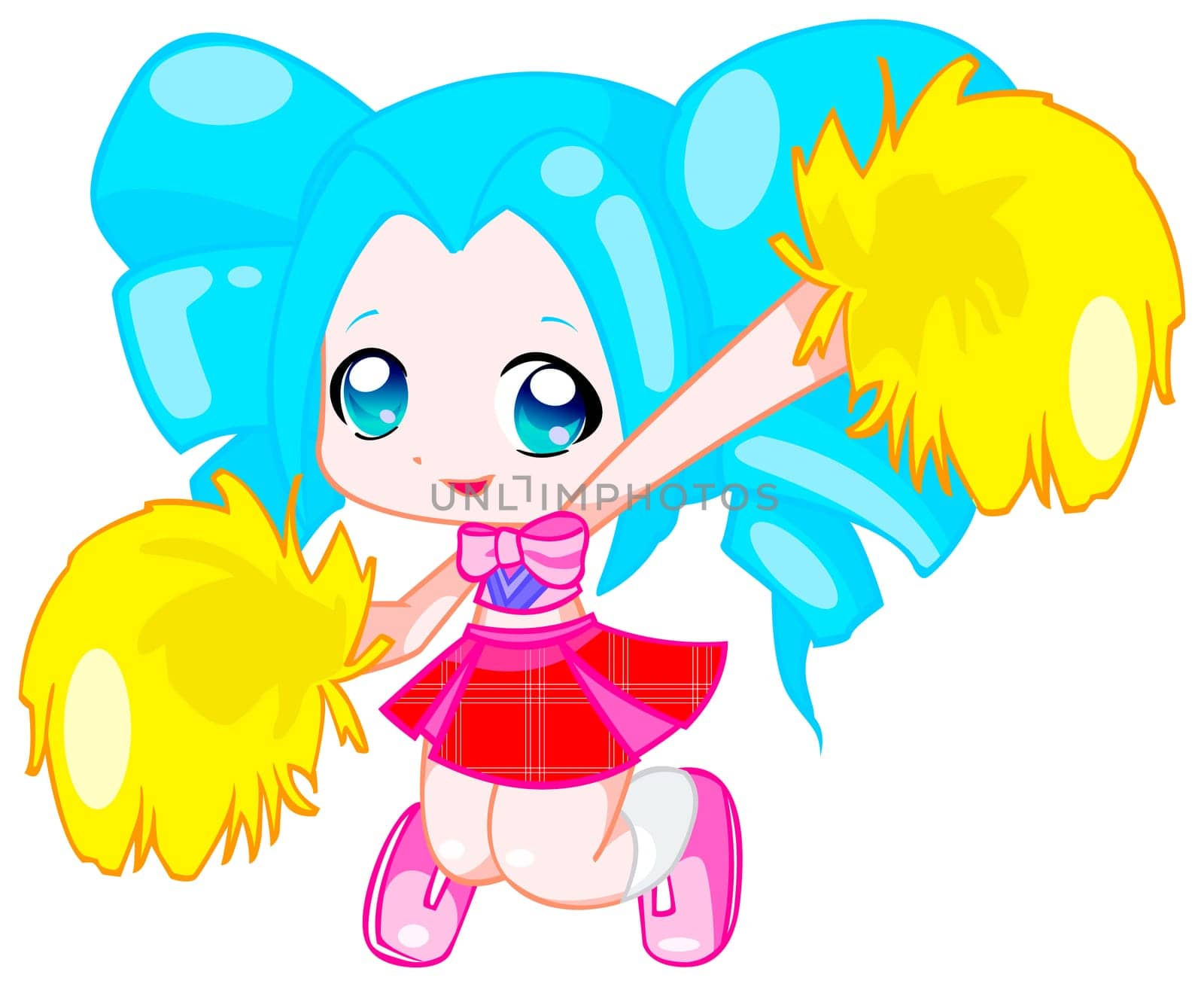 a digitally illustrated cute and colorful girl