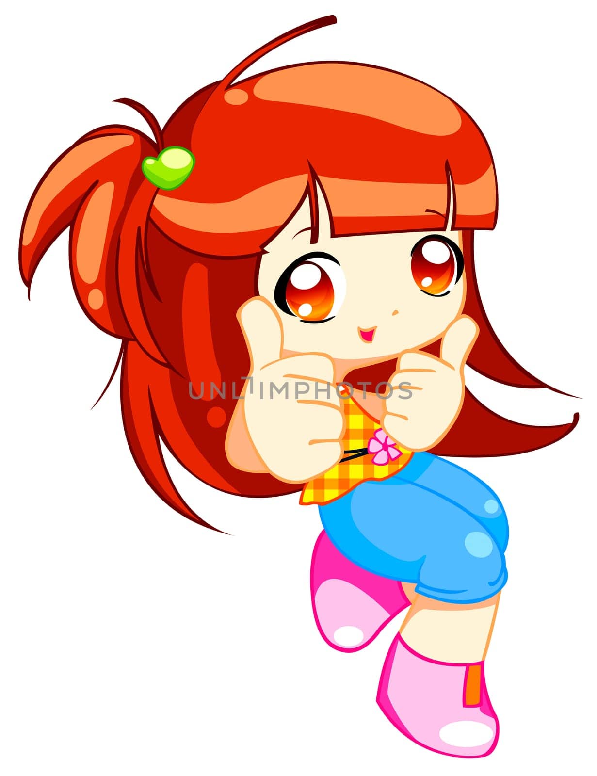 a digitally illustrated cute and colorful girl