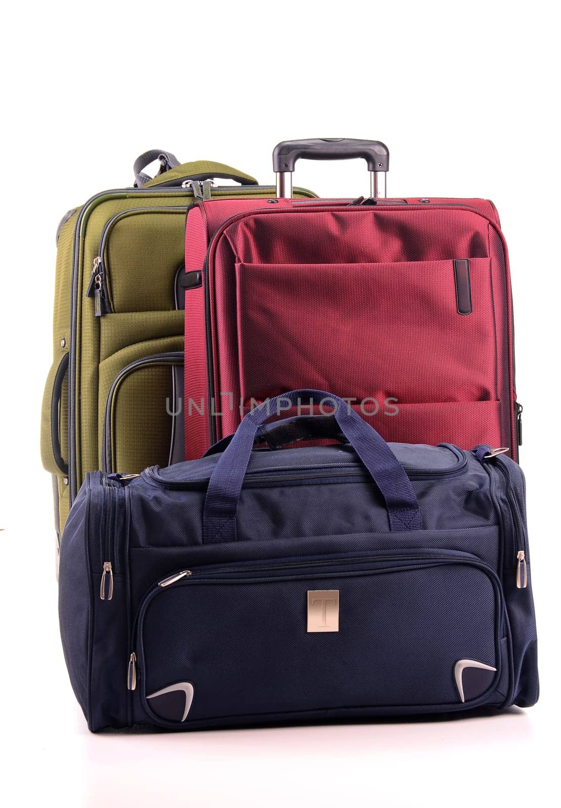 Luggage consisting of large suitcases isolated on white