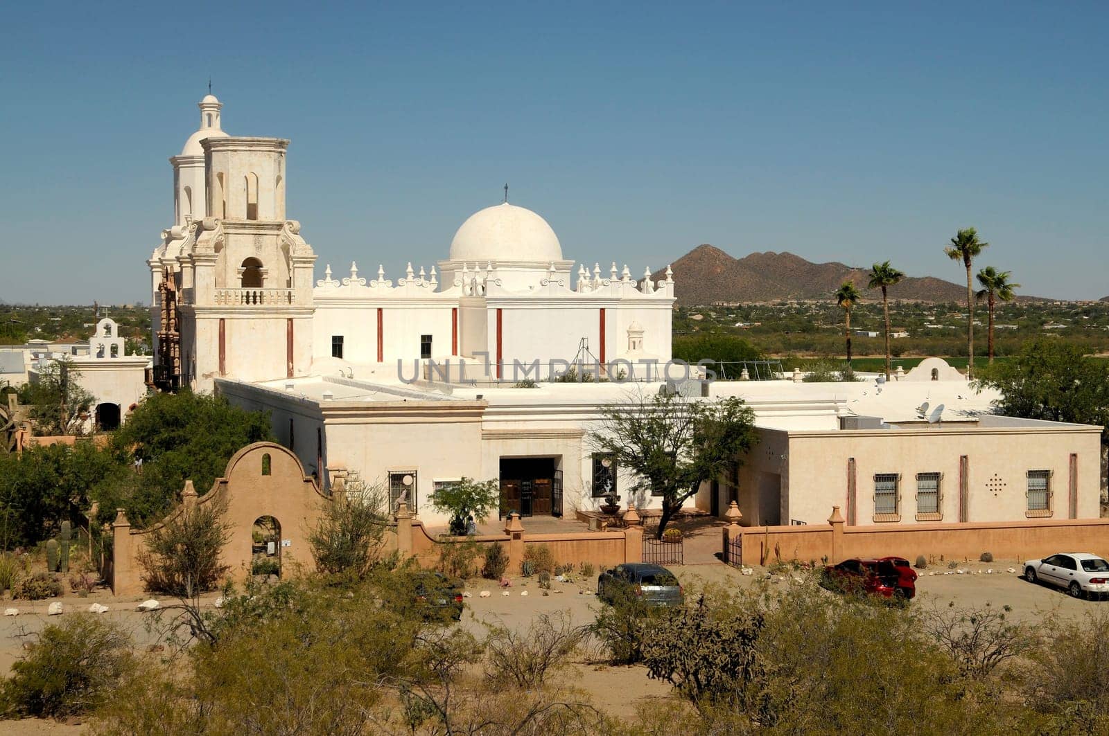 Spanish mission San Xavier del Bac started in 1692 by Spanish missionaries in the Americas