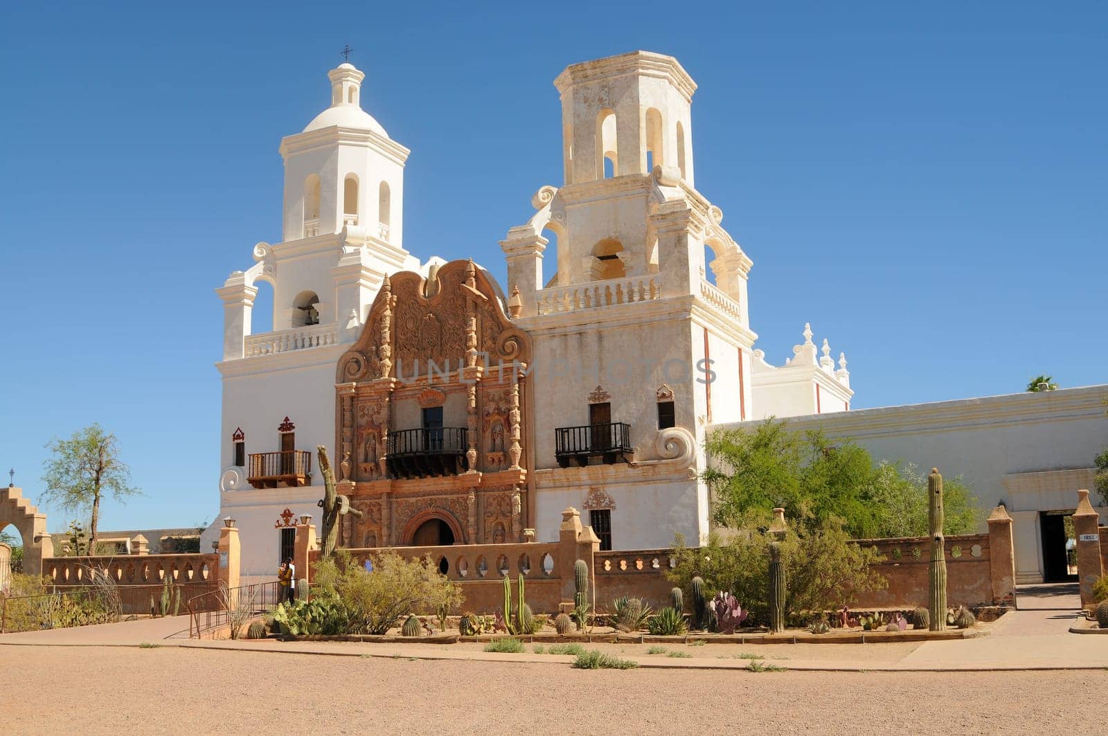 Spanish mission San Xavier del Bac started in 1692 by Spanish missionaries in the Americas