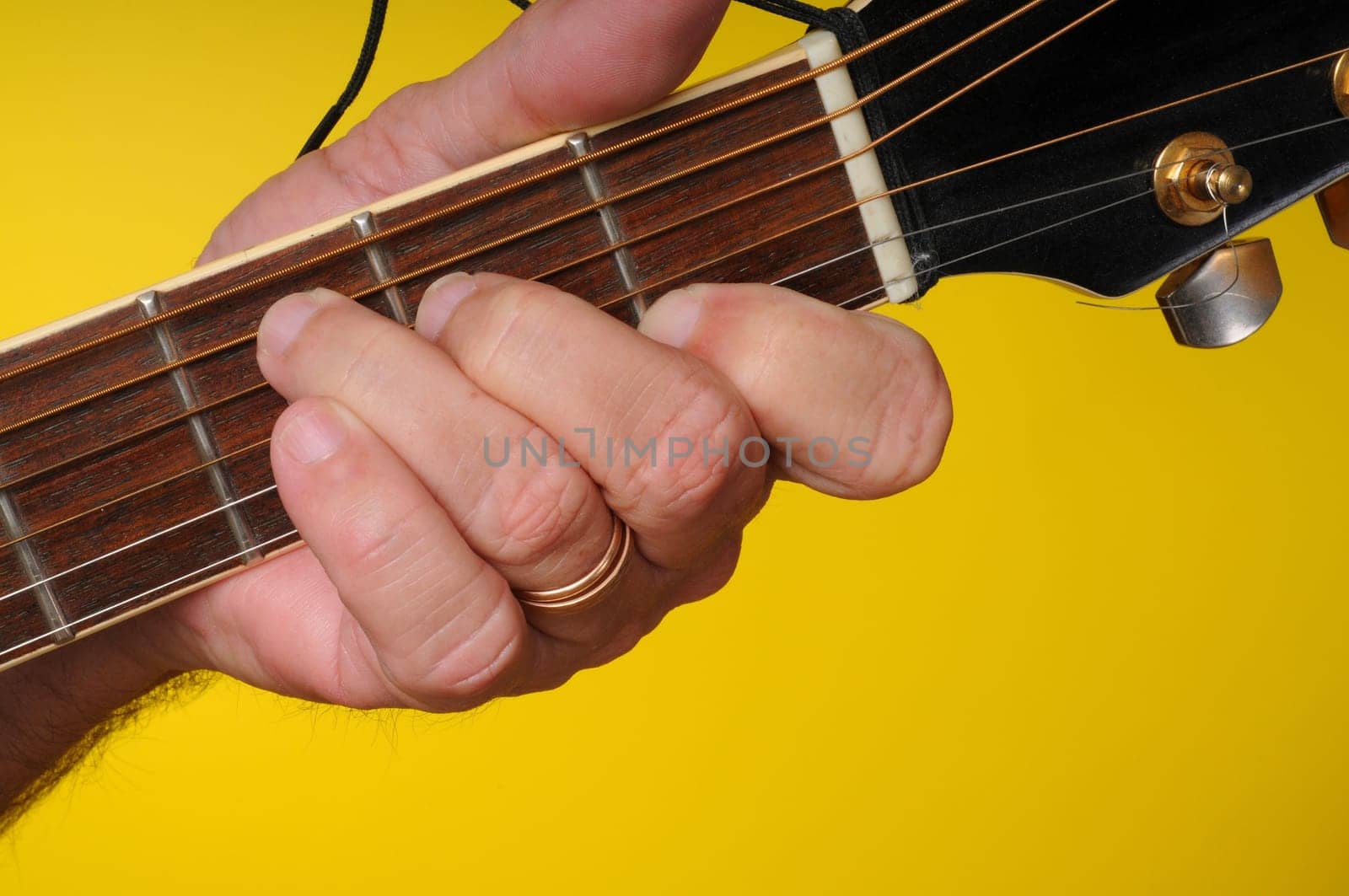 Finger position for a C major guitar chord