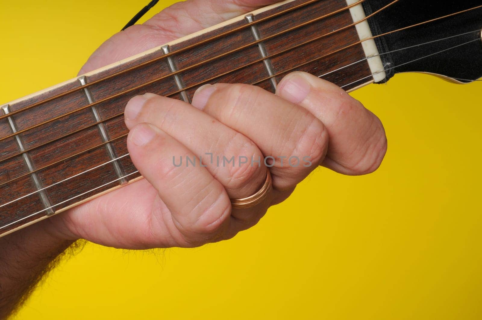 Finger position for a F major guitar chord