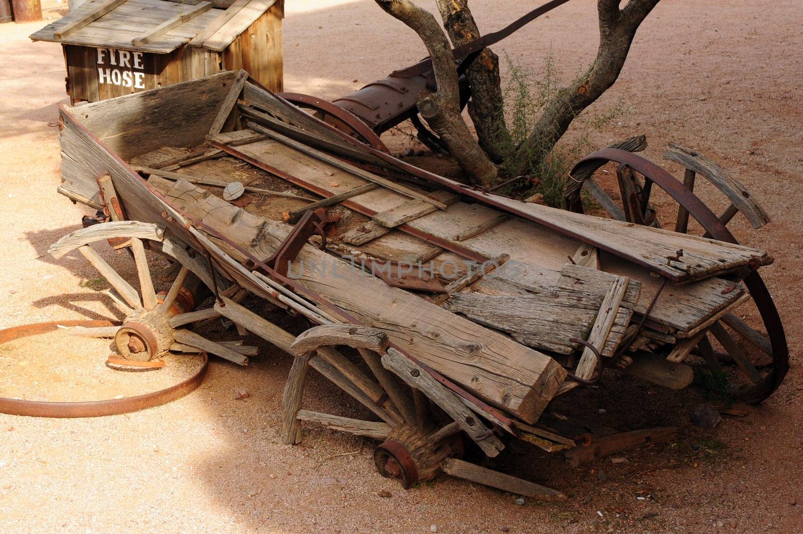 Old broken down wagon in a ghost town