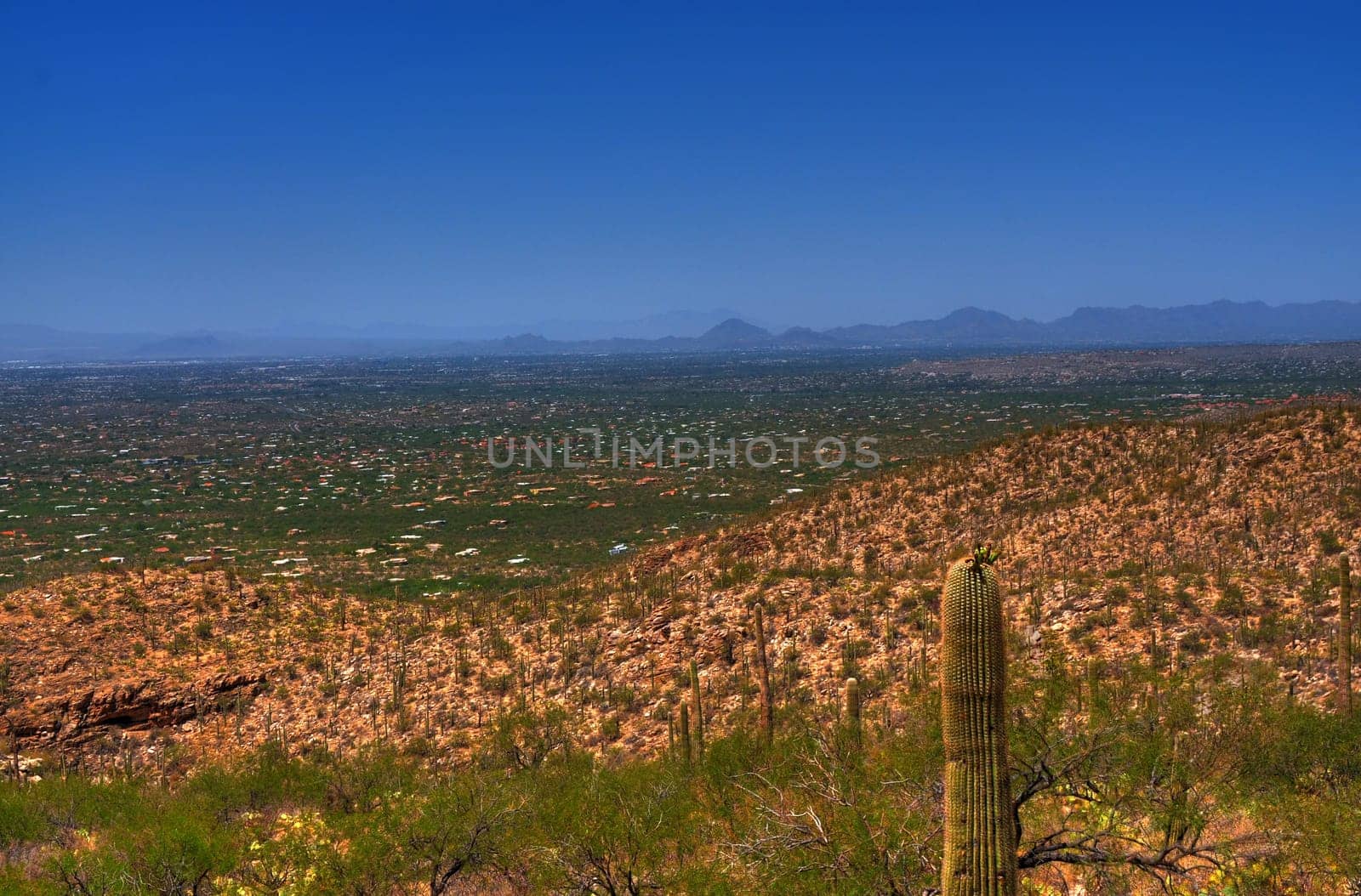 Hazy day oer the city of Tucson Arizona