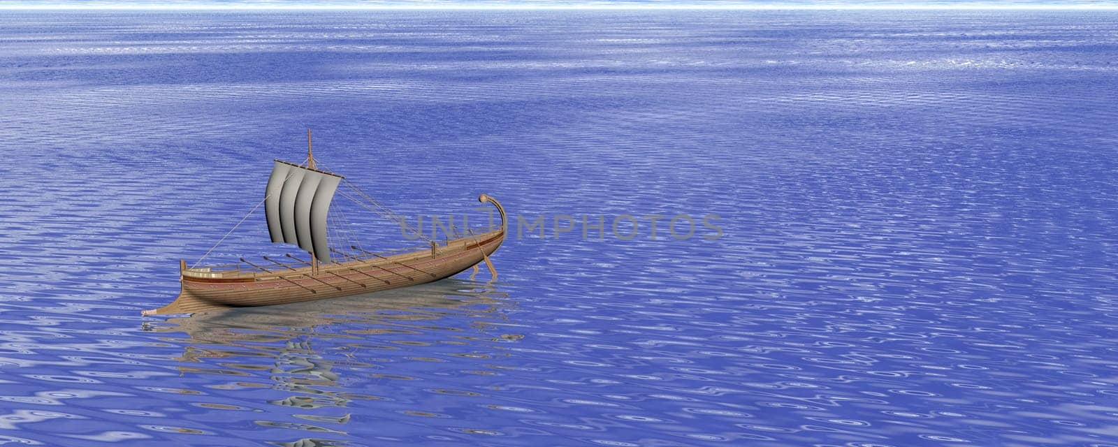 Illustration of an ancient Greek ship panorama