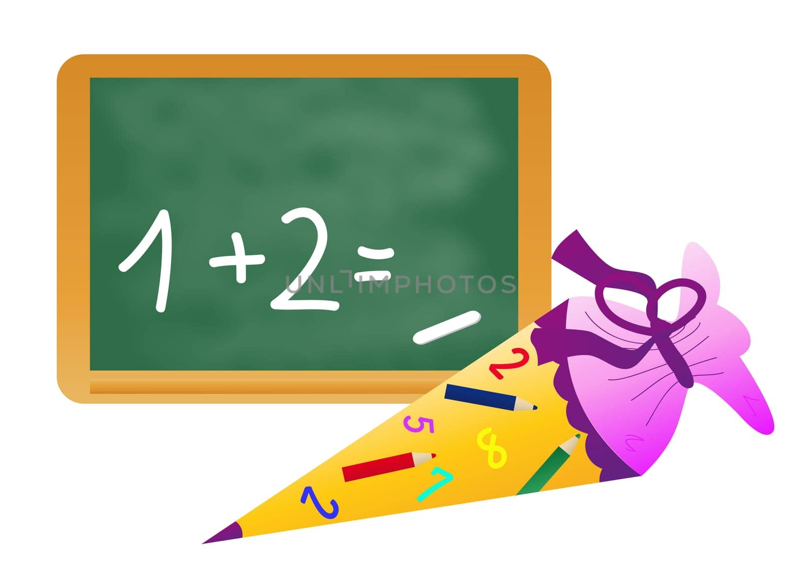 School cone and blackboard