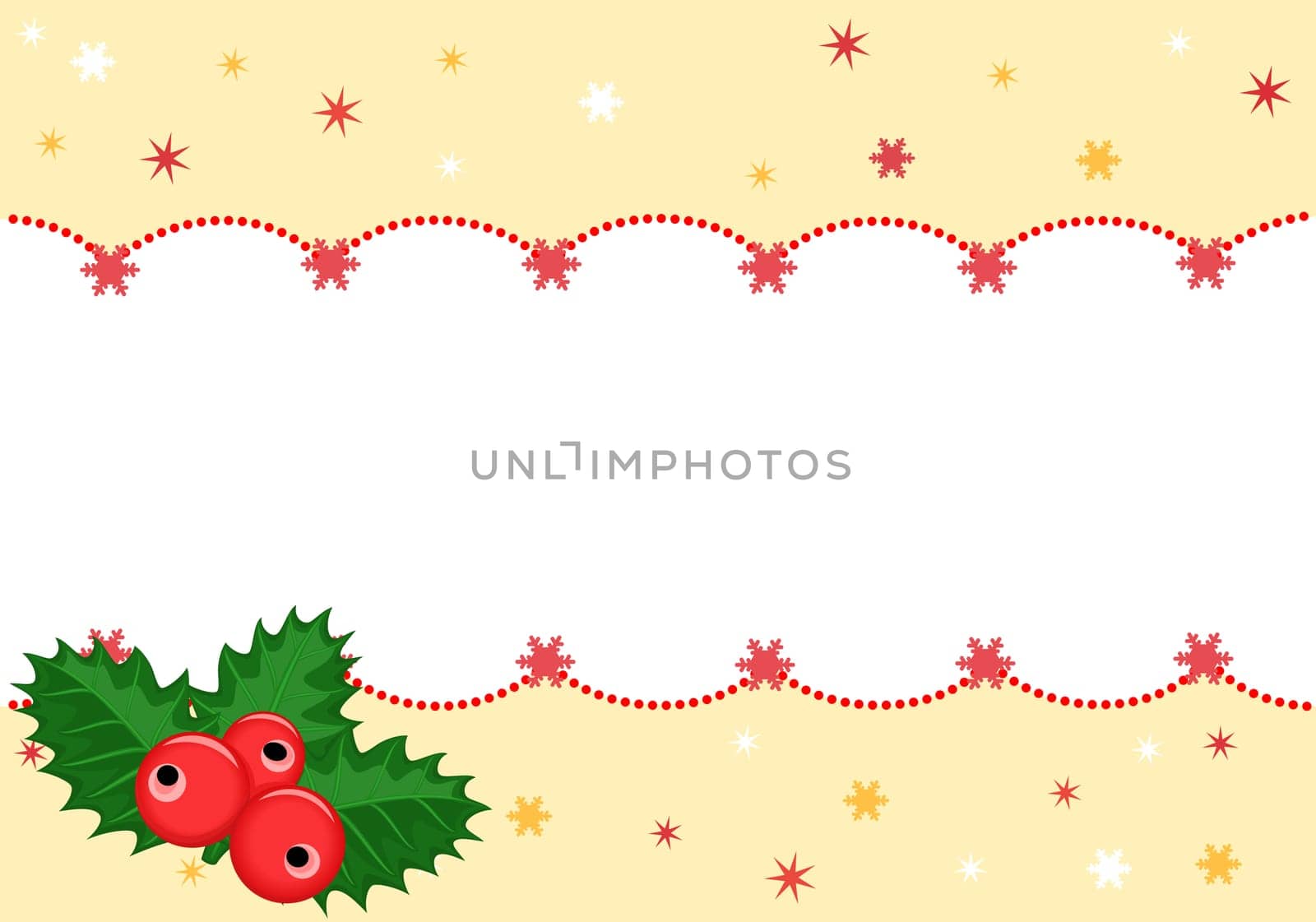 Christmas festive banner with holly.