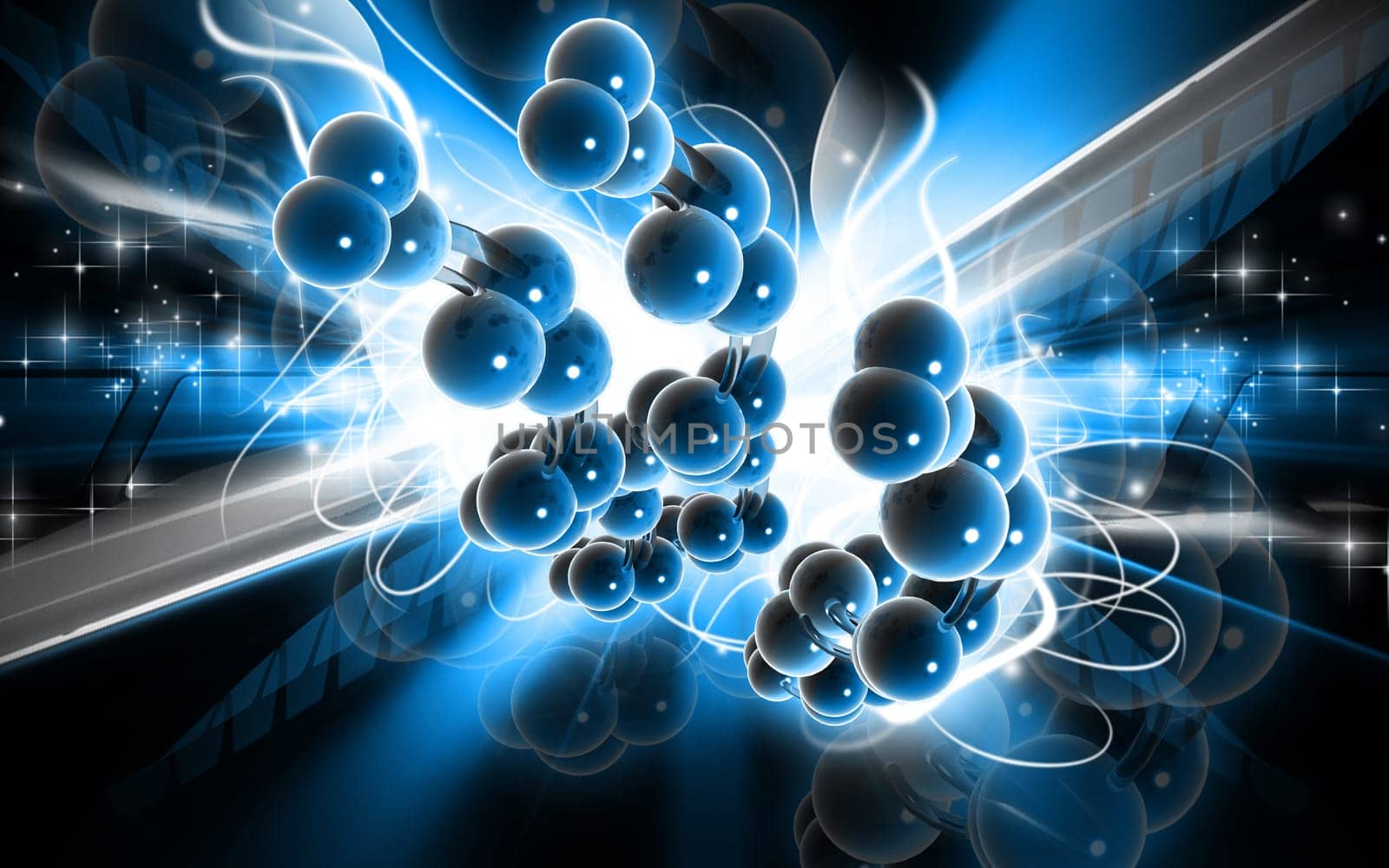 Digital illustration DNA structure in colour background