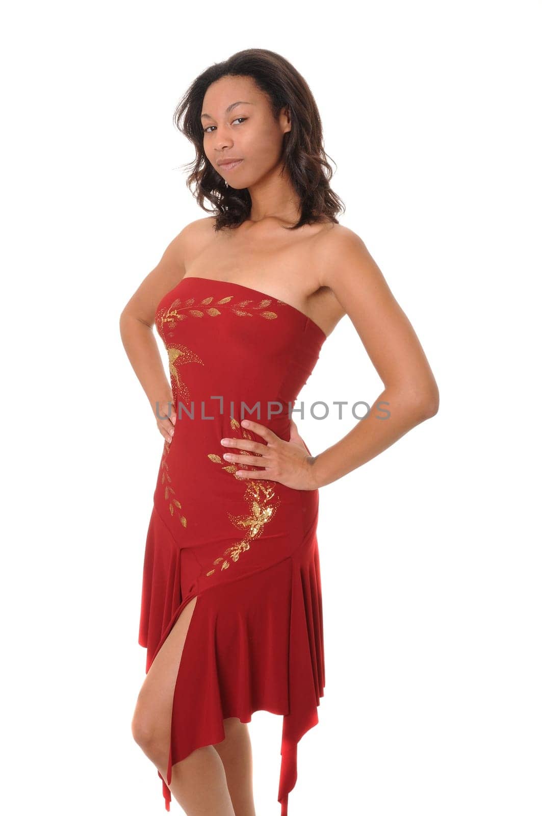 Isolated lovely and sexy young african american girl