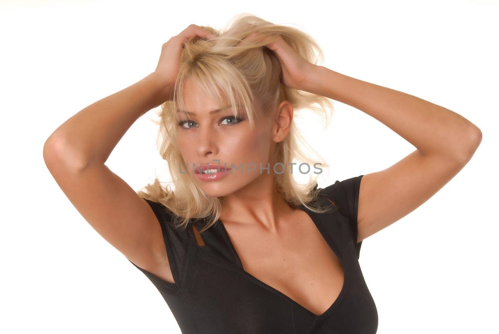 Isolated lovely and sexy young blond girl