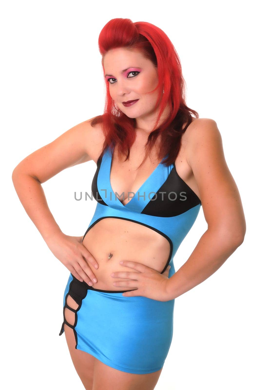 Punk Girl with red hair and beautiful make up