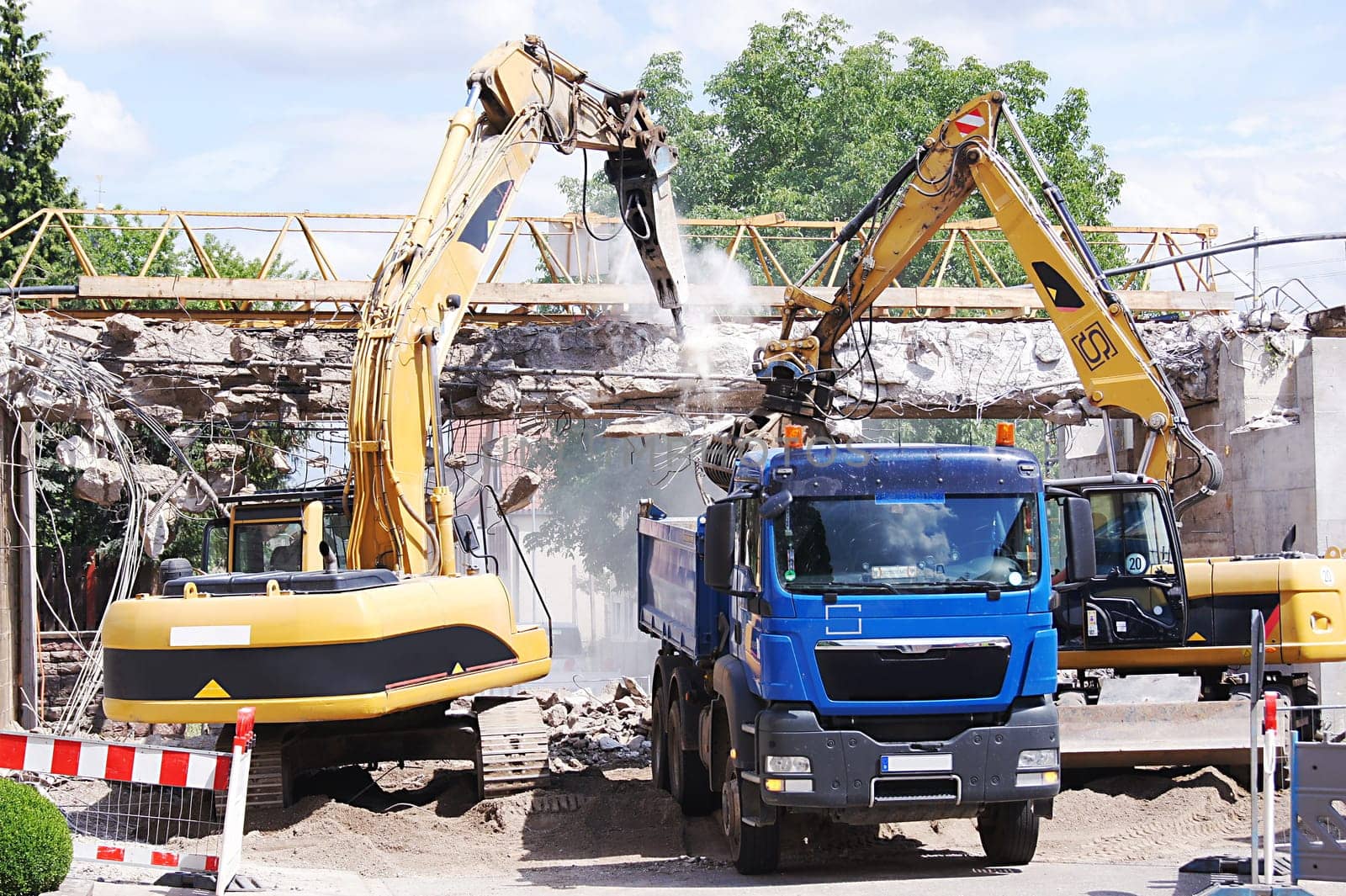 a railway bridge is demolished