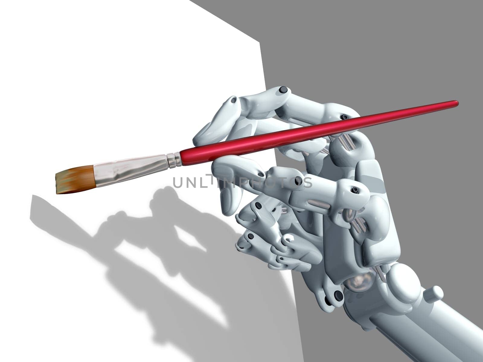 Illustration of a robot holding an artist paintbrush
