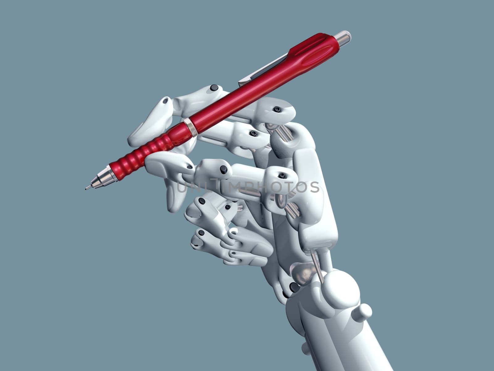 Illustration of a robot holding a pen