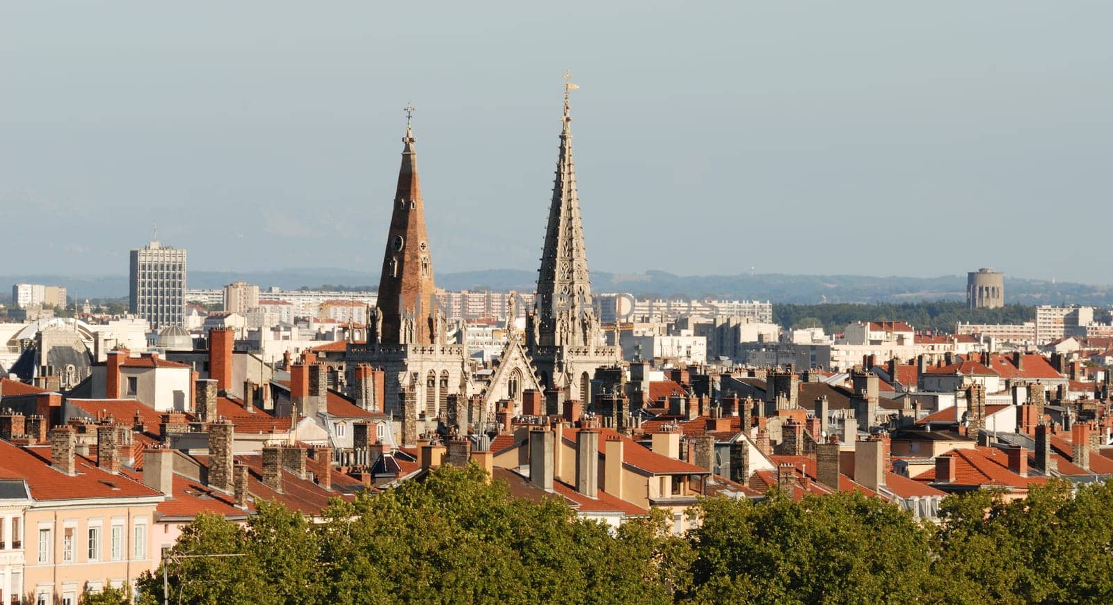 An aerial view of Lyon, France