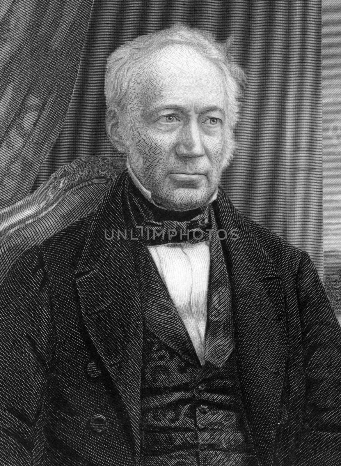 Andrew Ure  (1778-1857) on engraving from 1800s. Scottish doctor, scholar and chemist. Engraved by C.Cook after a picture by W.H.Diamond and published by W.Mackenzie.