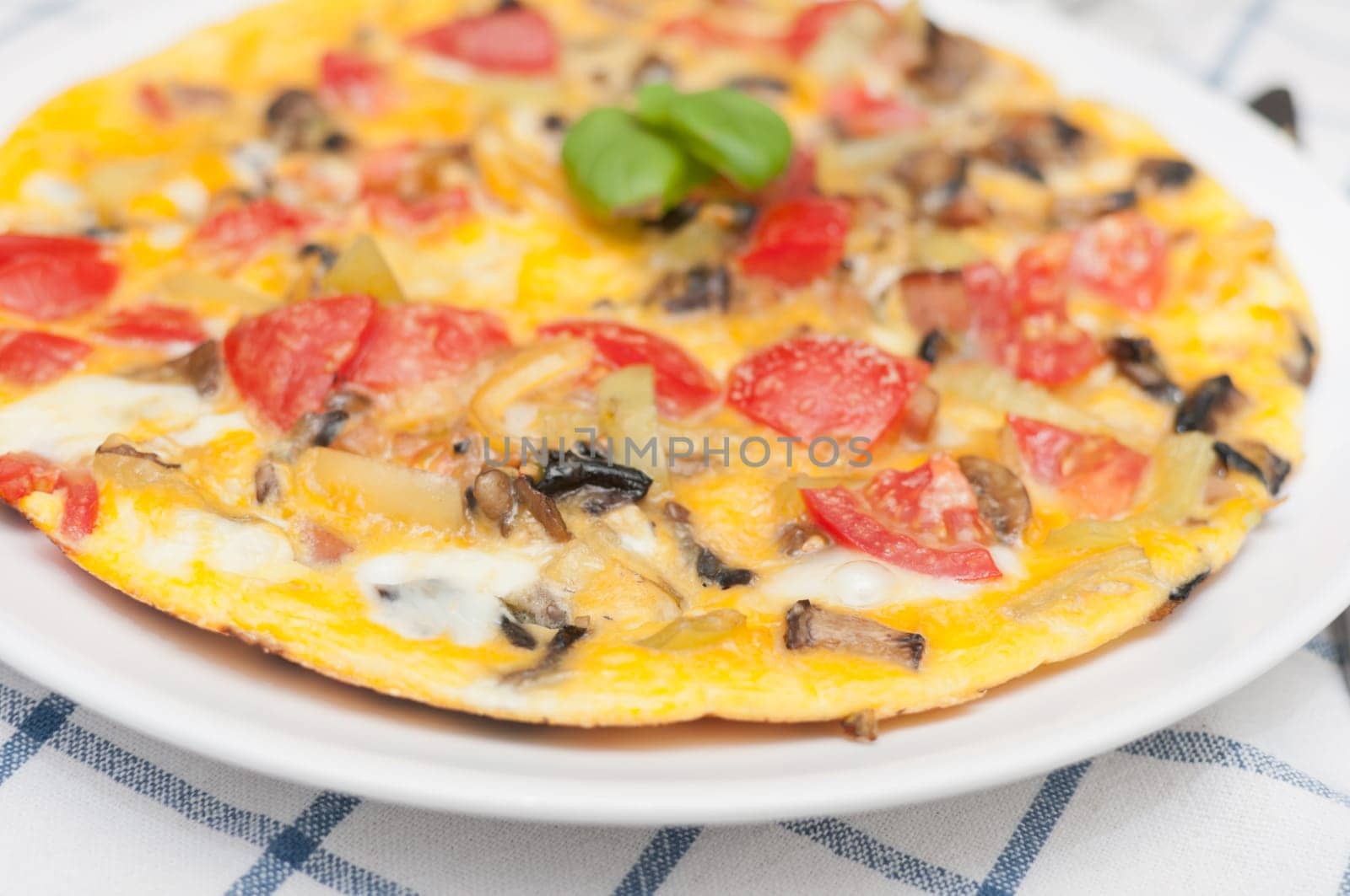 Egg Omelette With Tomatoes, Pepper, Mushrooms