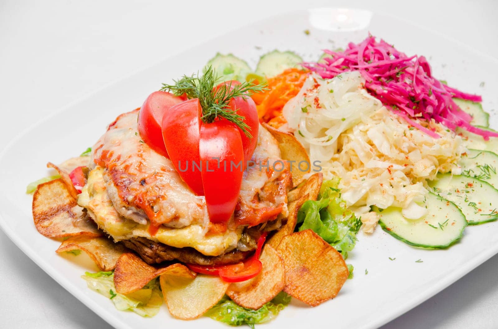 Meat steak with vegetables - tasty dish