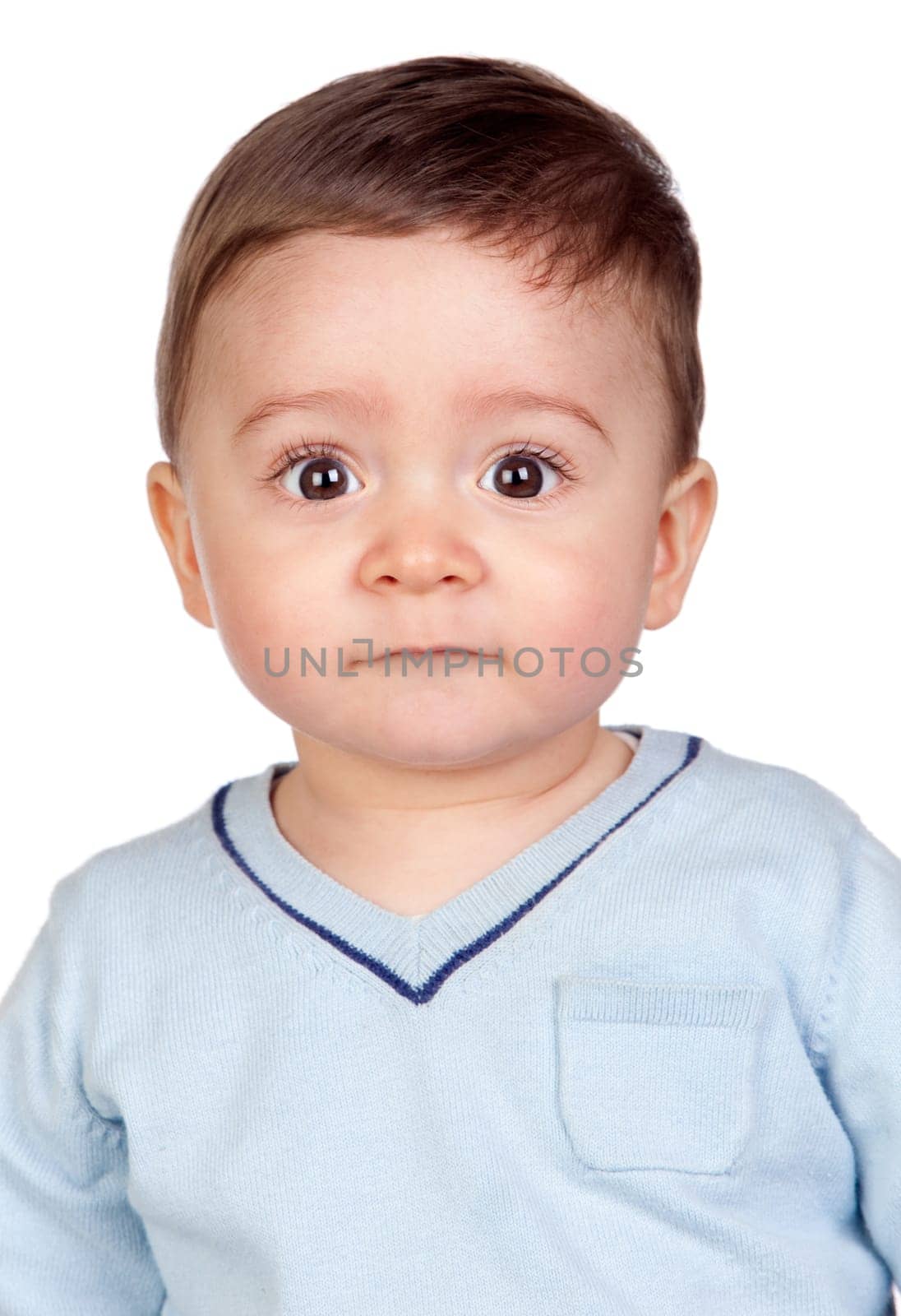 Beautiful baby with nice eyes isolated on white background