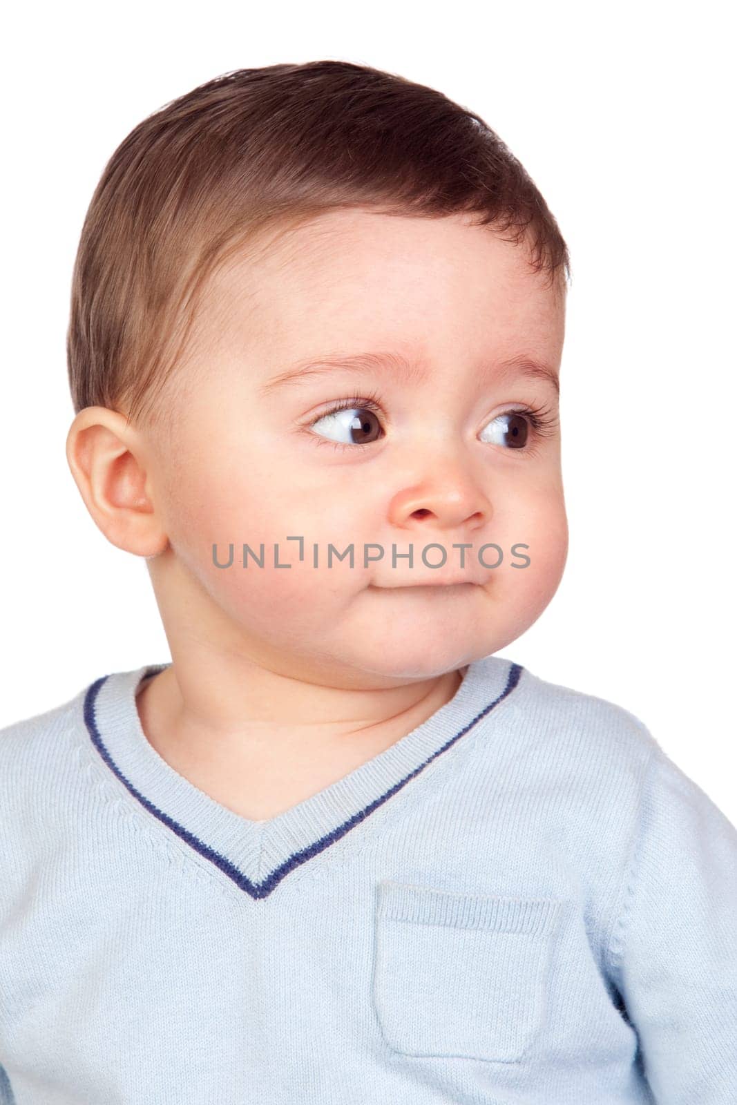 Beautiful baby with nice eyes isolated on white background