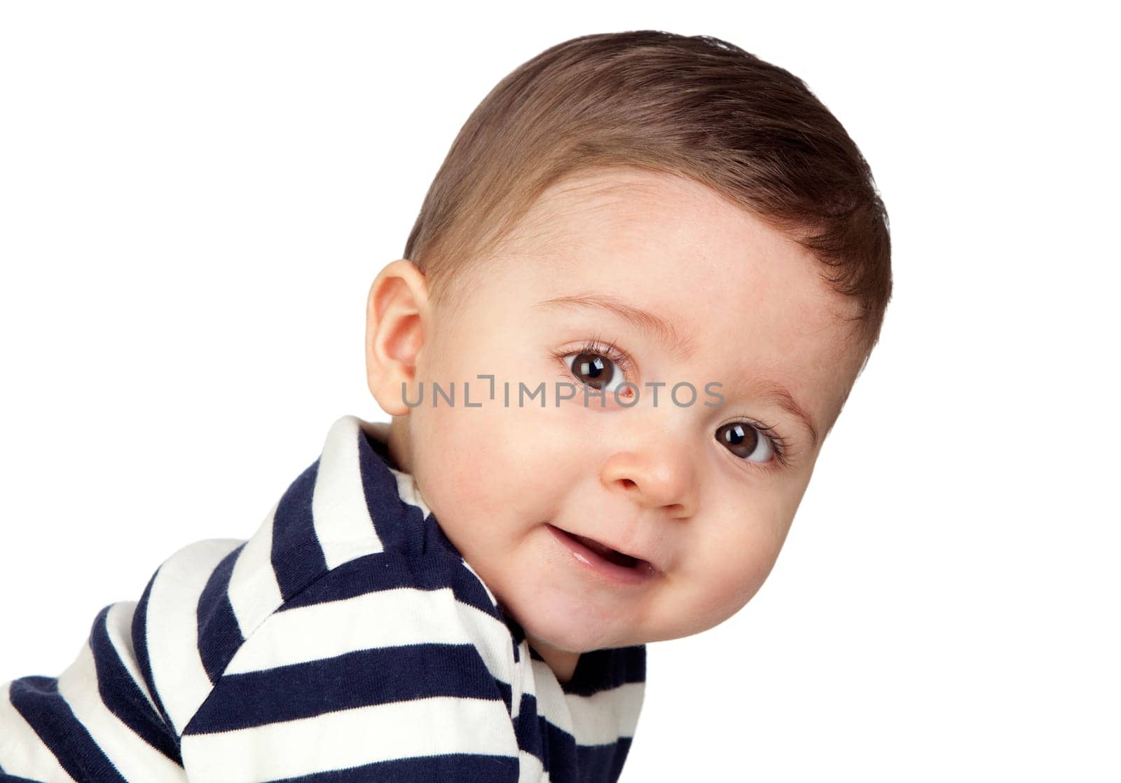 Beautiful baby with nice eyes isolated on white background
