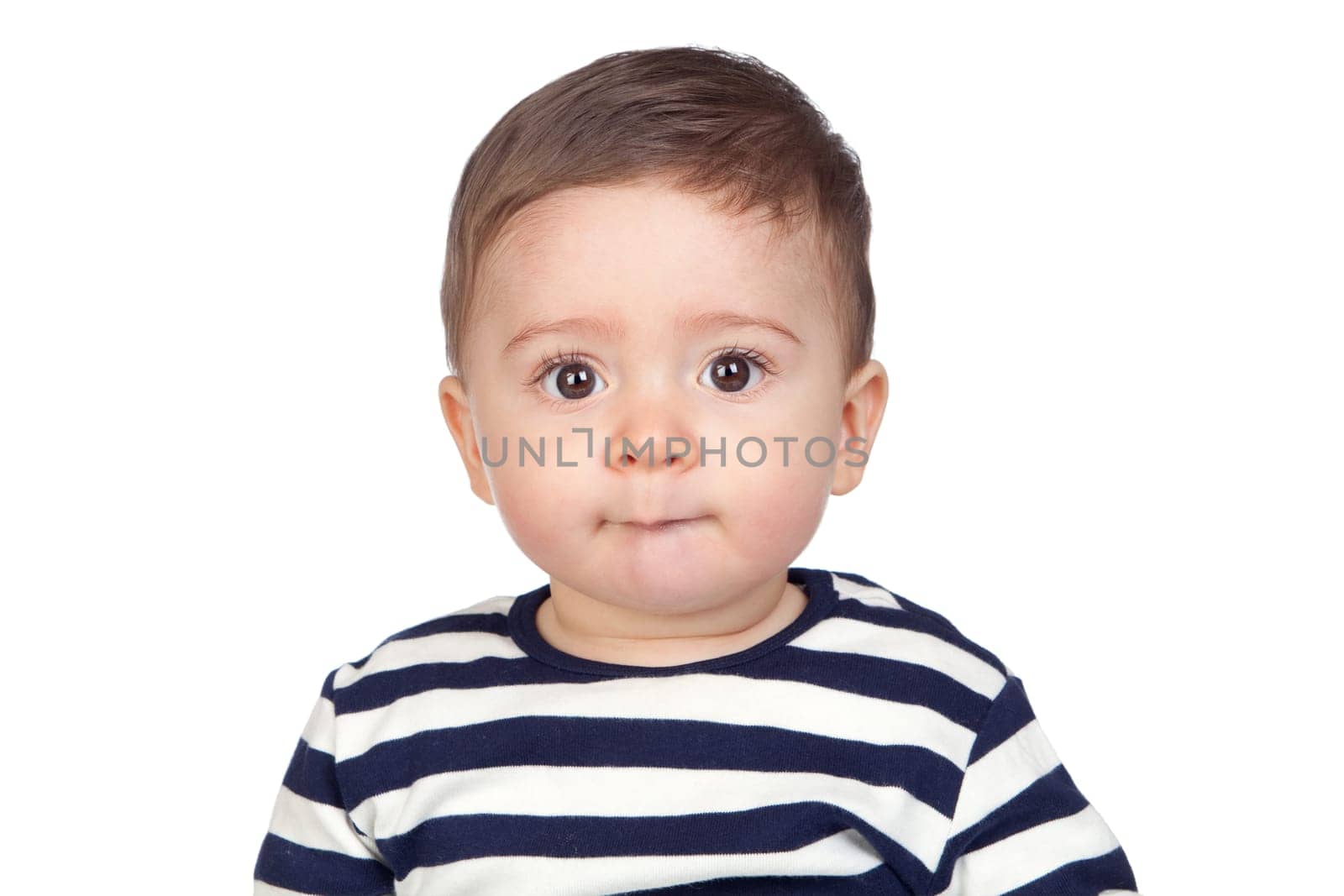 Beautiful baby with nice eyes isolated on white background