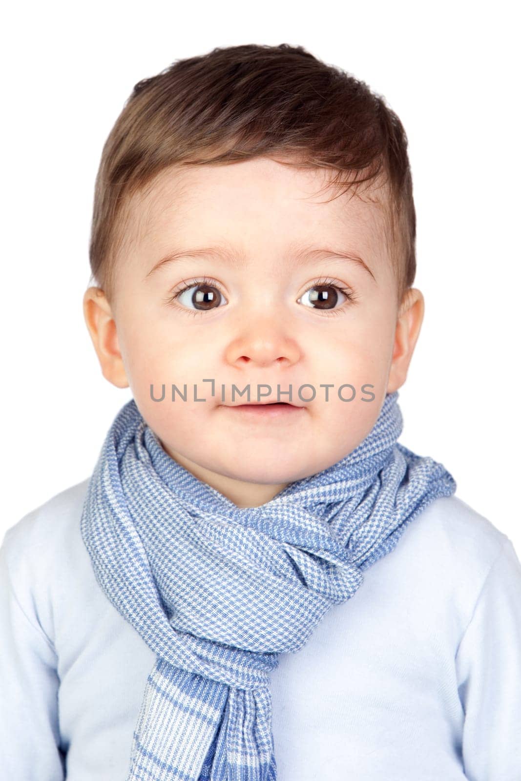 Beautiful baby with nice eyes isolated on white background