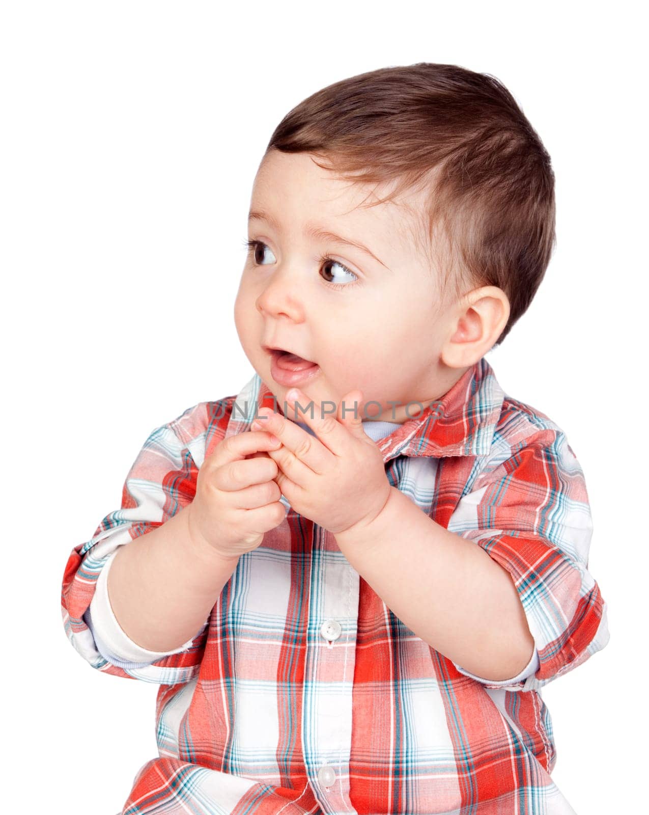 Beautiful baby with nice eyes isolated on white background