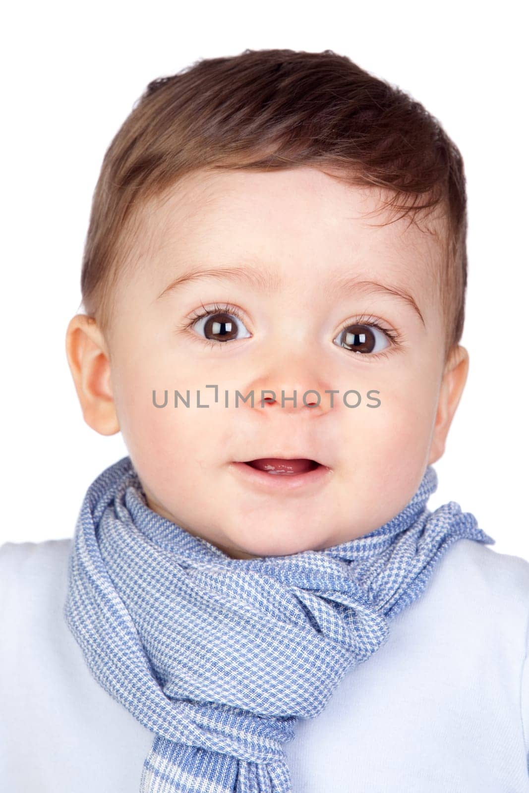 Beautiful baby with nice eyes isolated on white background
