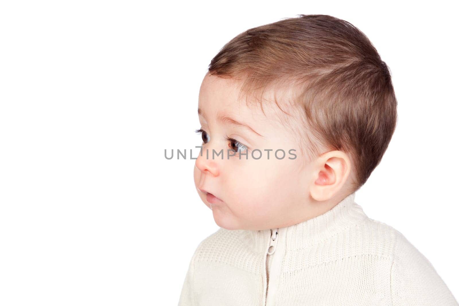 Beautiful baby with nice eyes isolated on white background